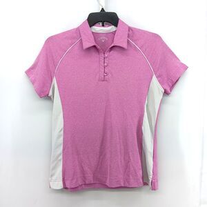 Callaway Polo Shirt Women Large Pink Collared Short Sleeve Top Outdoor Sports
